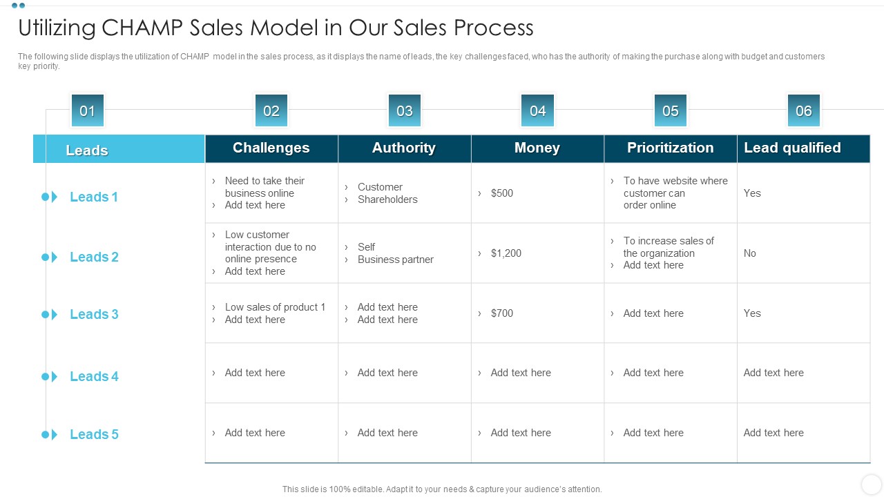 Company Sales Lead Qualification Procedure To Enhance Revenue Utilizing CHAMP Sales Model Summary PDF