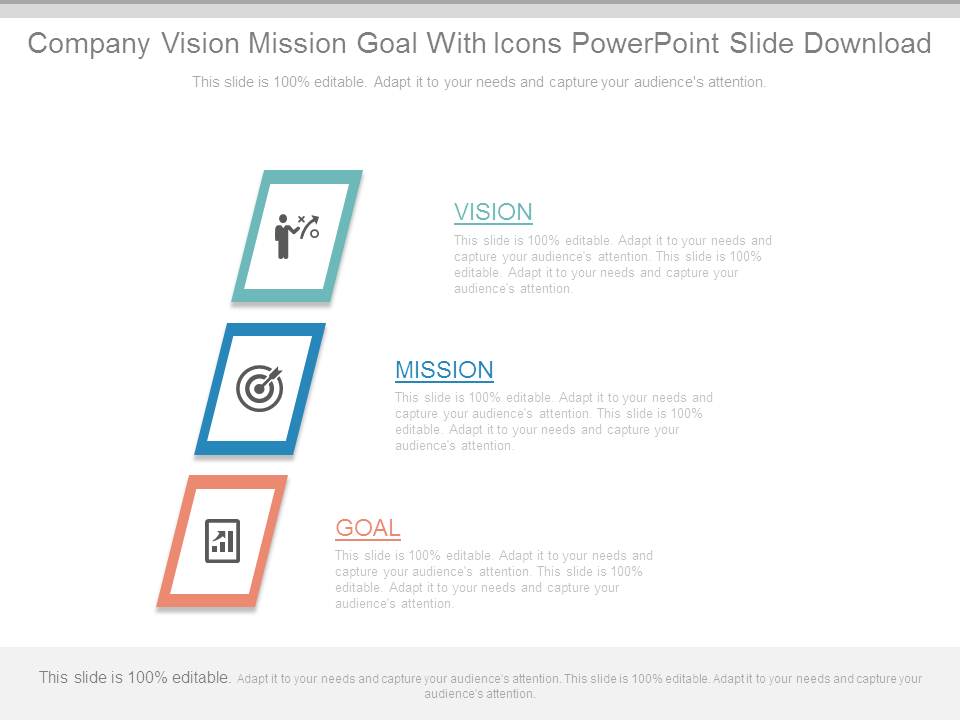 Company Vision Mission Goal With Icons Powerpoint Slide Download