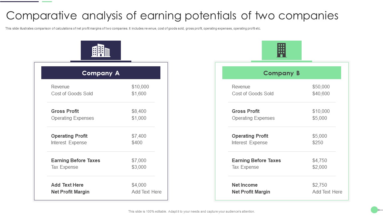 Comparative Analysis Of Earning Potentials Of Two Companies Themes PDF