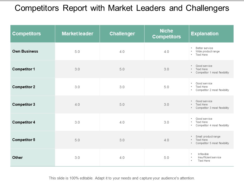 Competitors Report With Market Leaders And Challengers Ppt PowerPoint Presentation Gallery Tips