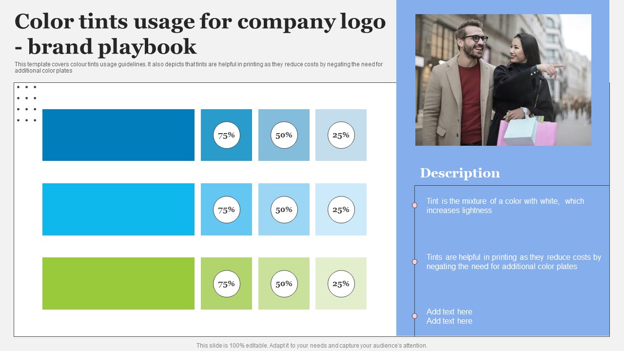 Complete Brand Promotion Playbook Color Tints Usage For Company Logobrand Playbook Clipart PDF