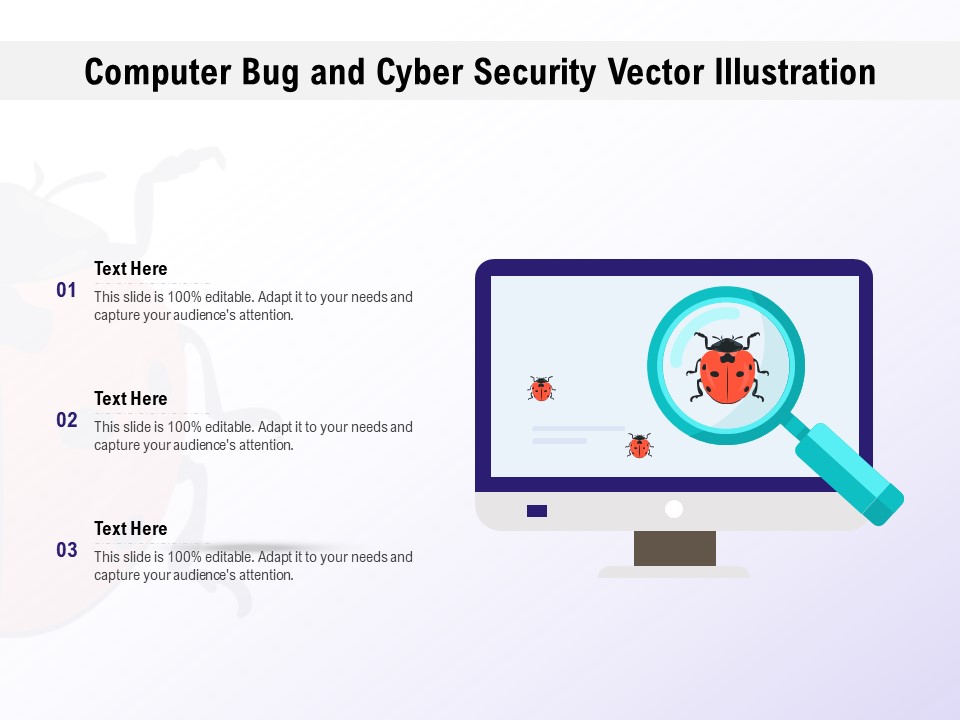 Computer Bug And Cyber Security Vector Illustration Ppt PowerPoint Presentation Portfolio Skills PDF