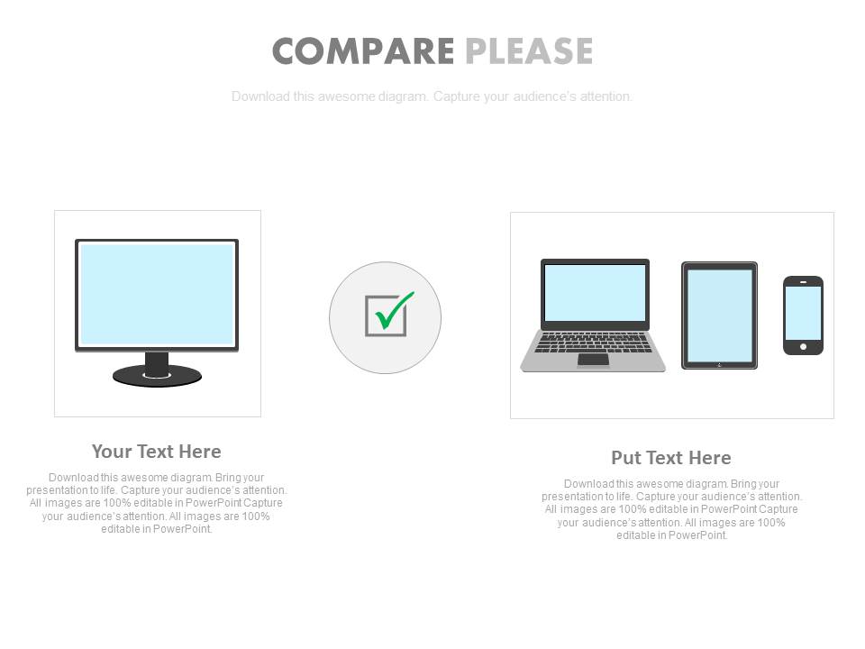 Computer Comparison With Laptop Tablet And Mobile PowerPoint Slides
