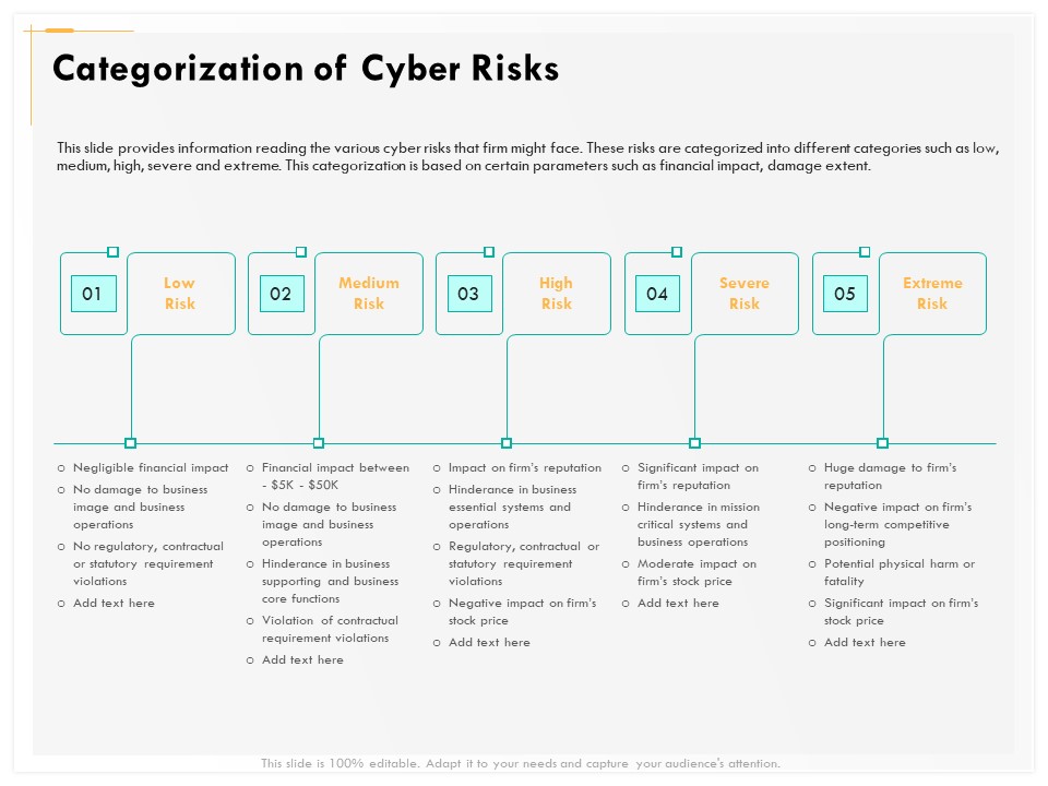 Computer Security Incident Handling Categorization Of Cyber Risks Ppt Gallery Template PDF