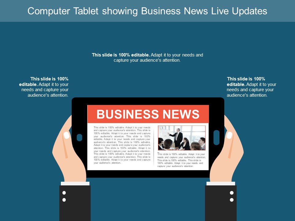 Computer Tablet Showing Business News Live Updates Ppt PowerPoint Presentation Ideas Designs Download