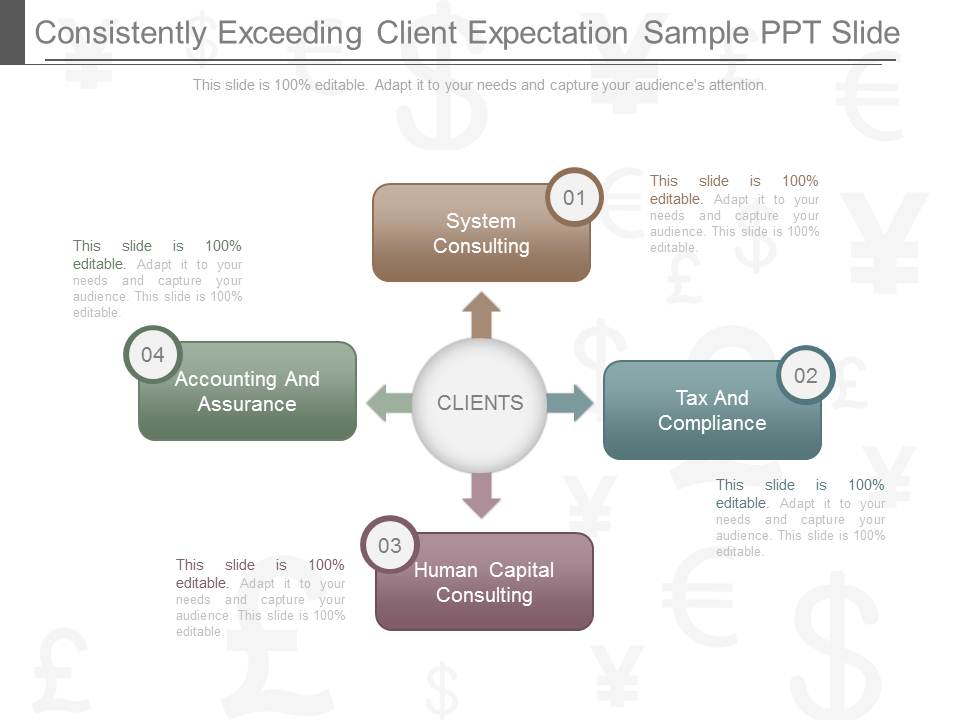 Consistently Exceeding Client Expectation Sample Ppt Slide