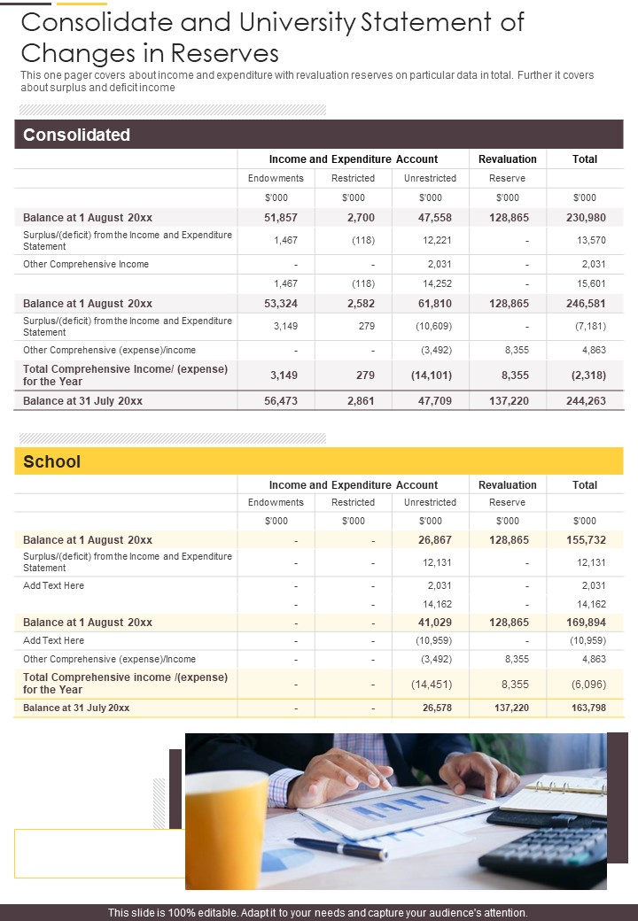 Consolidate And University Statement Of Changes In Reserves One Pager Documents