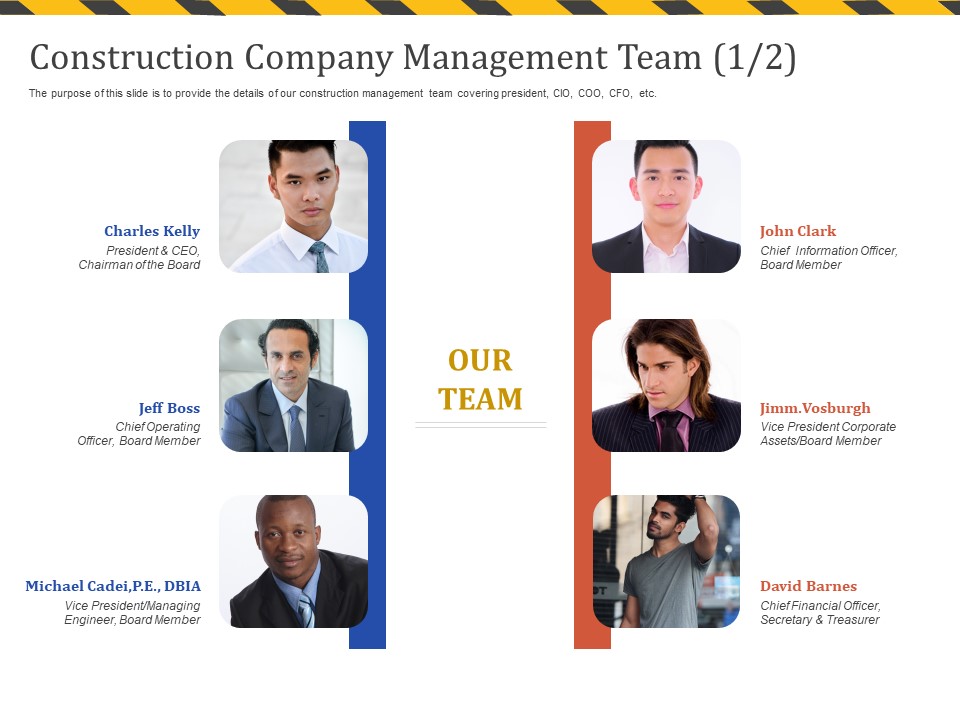 Construction Business Company Profile Construction Company Management Team Teamwork Icons PDF