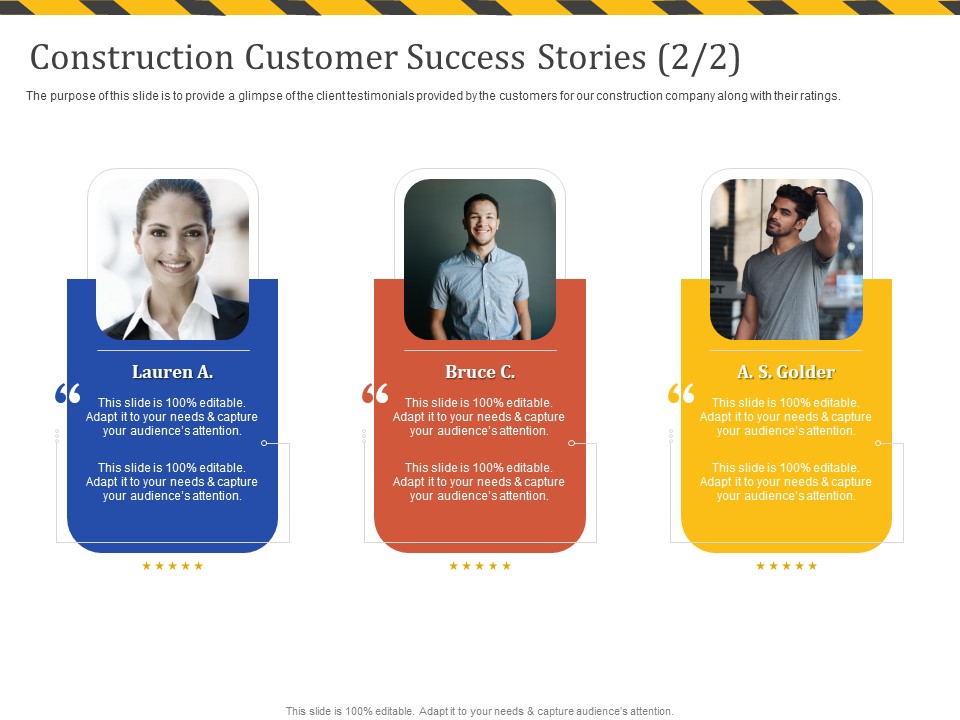 Construction Business Company Profile Construction Customer Success Stories Background PDF