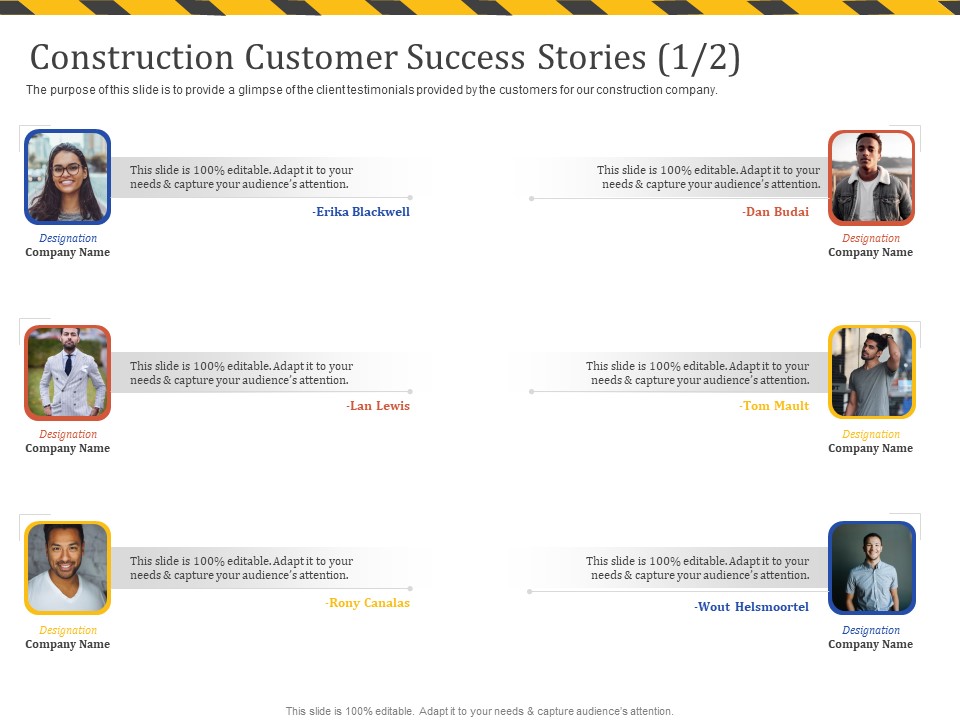 Construction Business Company Profile Construction Customer Success Stories Teamwork Pictures PDF
