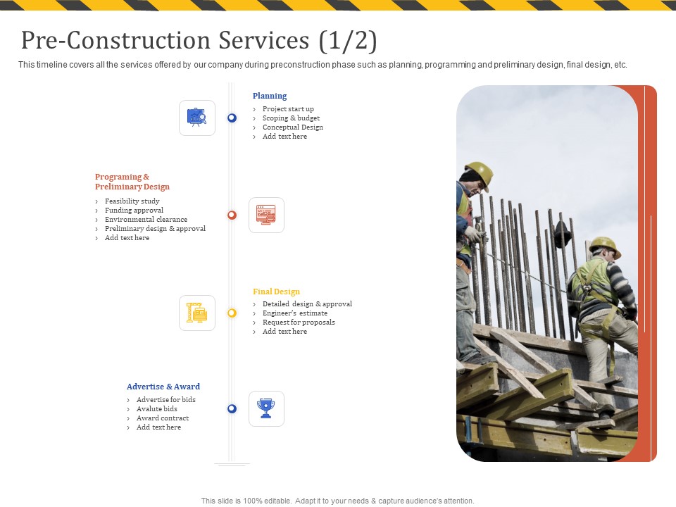 Construction Business Company Profile Pre Construction Services Design Ppt Gallery Sample PDF