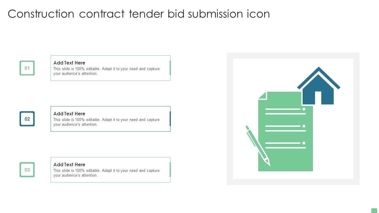 Construction Contract Tender Bid Submission Icon Slides PDF