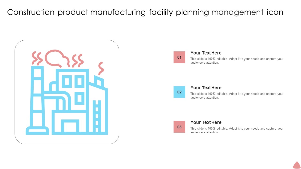 Construction Product Manufacturing Facility Planning Management Icon Formats PDF