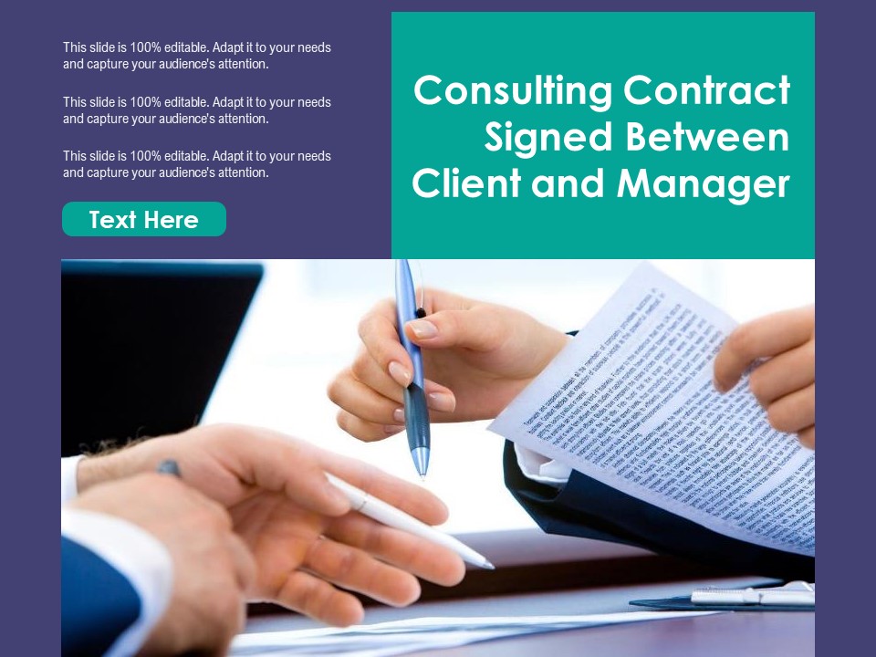 Consulting Contract Signed Between Client And Manager Ppt PowerPoint Presentation File Infographics PDF