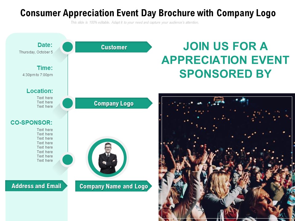 Consumer Appreciation Event Day Brochure With Company Logo Ppt PowerPoint Presentation Gallery Display PDF