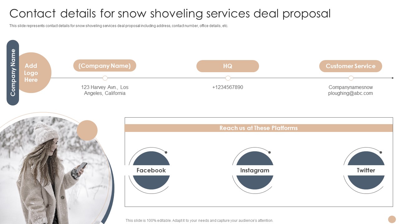 Contact Details For Snow Shoveling Services Deal Proposal Graphics PDF