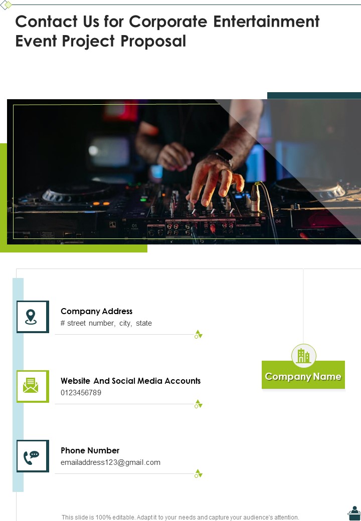 Contact Us For Corporate Entertainment Event Project Proposal One Pager Sample Example Document