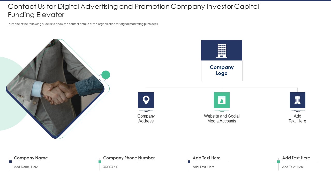 Contact Us For Digital Advertising And Promotion Company Investor Capital Funding Topics PDF