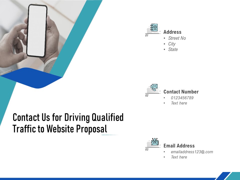 Contact Us For Driving Qualified Traffic To Website Proposal Ppt PowerPoint Presentation Gallery PDF