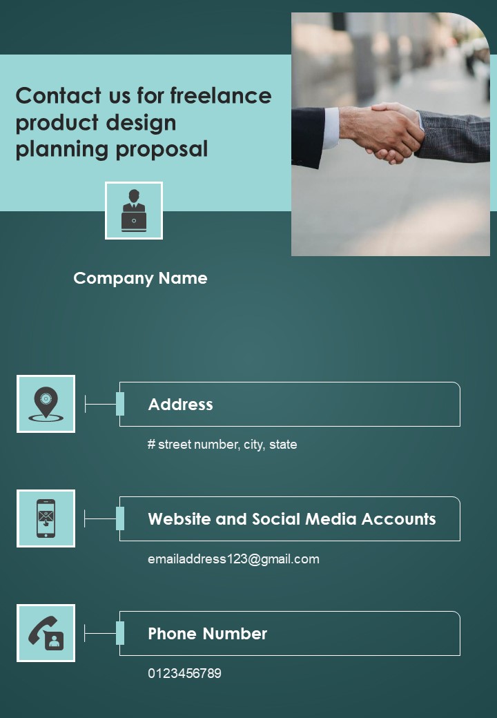 Contact Us For Freelance Product Design Planning Proposal One Pager Sample Example Document