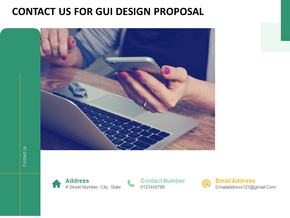 Contact Us For GUI Design Proposal Ppt PowerPoint Presentation Gallery Information PDF