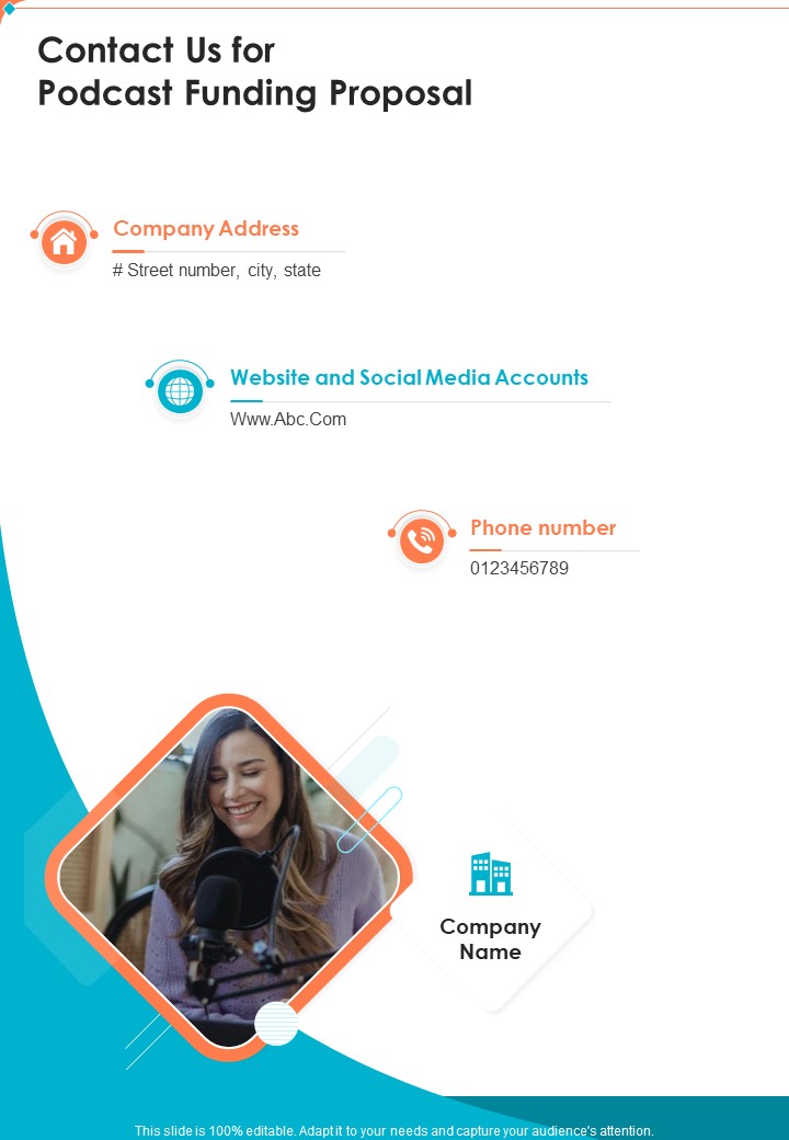 Contact Us For Podcast Funding Proposal One Pager Sample Example Document
