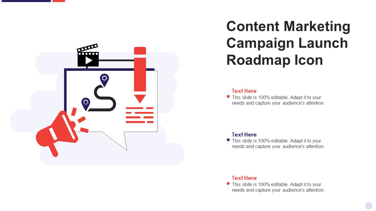 Content Marketing Campaign Launch Roadmap Icon Themes PDF