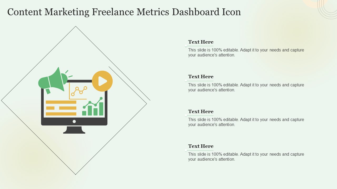 Content Marketing Freelance Metrics Dashboard Icon Formats PDF