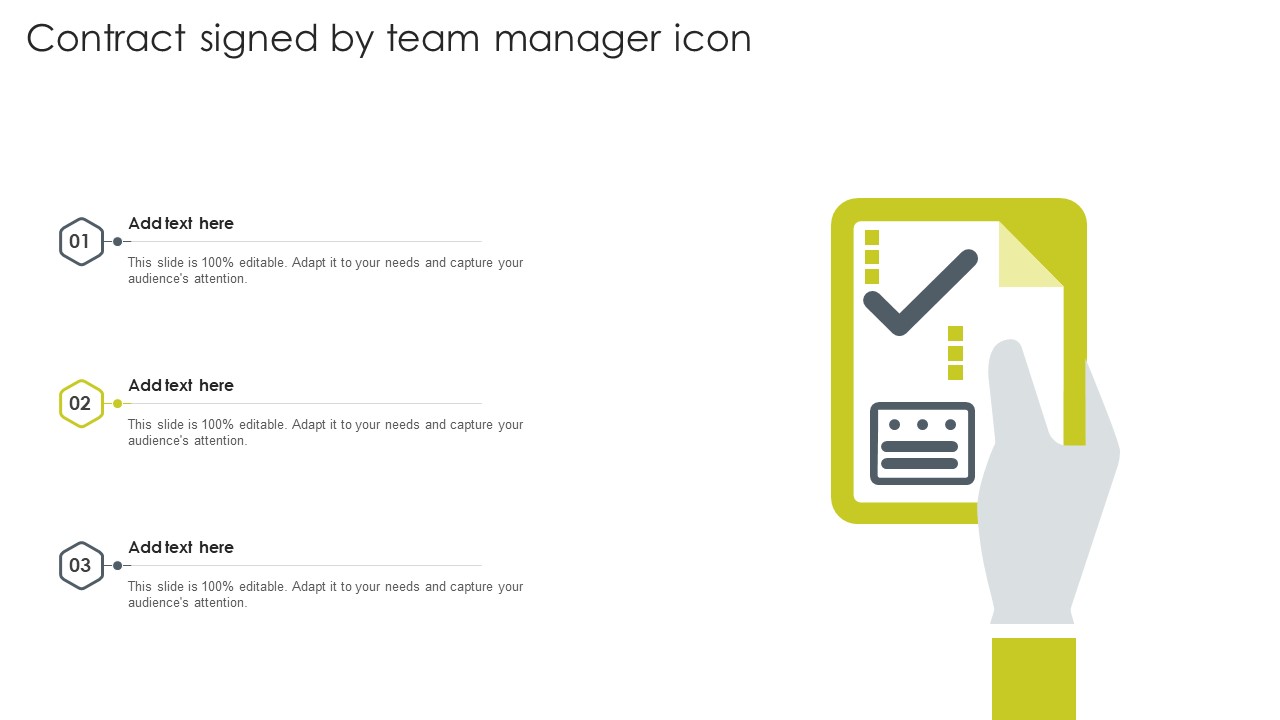Contract Signed By Team Manager Icon Demonstration PDF