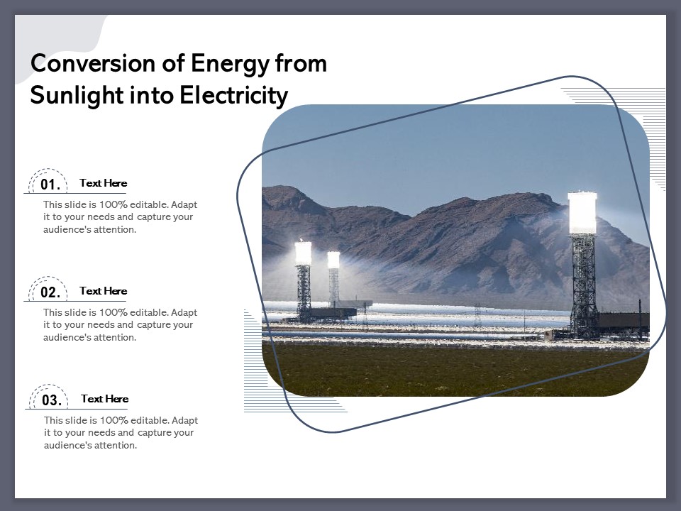 Conversion Of Energy From Sunlight Into Electricity Ppt PowerPoint Presentation File Format PDF