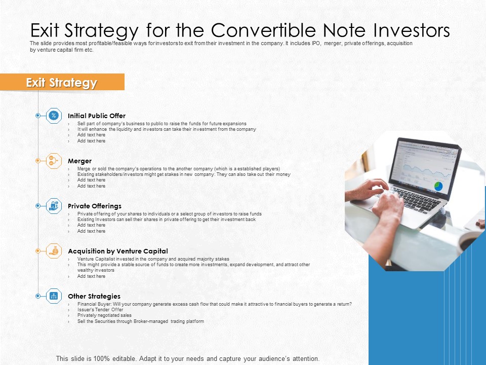 Convertible Debenture Funding Exit Strategy For The Convertible Note Investors Ppt File Elements PDF