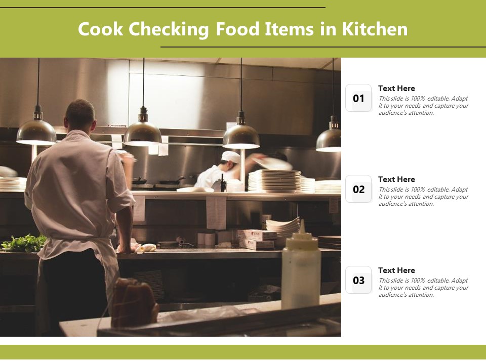 Cook Checking Food Items In Kitchen Ppt PowerPoint Presentation Gallery Elements PDF