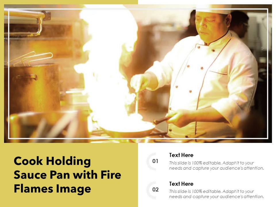 Cook Holding Sauce Pan With Fire Flames Image Ppt PowerPoint Presentation File Graphic Tips PDF