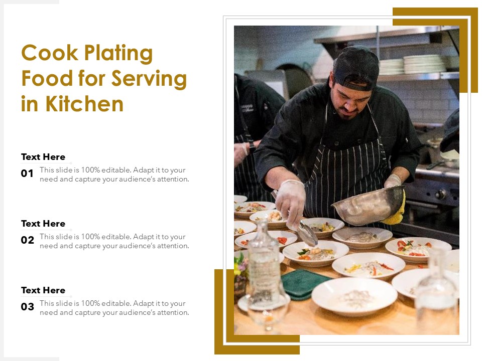 Cook Plating Food For Serving In Kitchen Ppt PowerPoint Presentation Portfolio Outline PDF