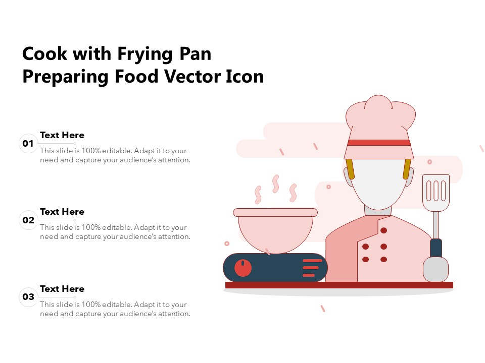 Cook With Frying Pan Preparing Food Vector Icon Ppt PowerPoint Presentation Visual Aids Pictures PDF