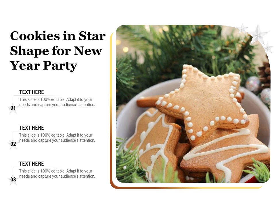Cookies In Star Shape For New Year Party Ppt PowerPoint Presentation Outline Example File PDF
