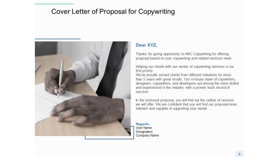 Copywriting Service Proposal Ppt PowerPoint Presentation Complete Deck With Slides