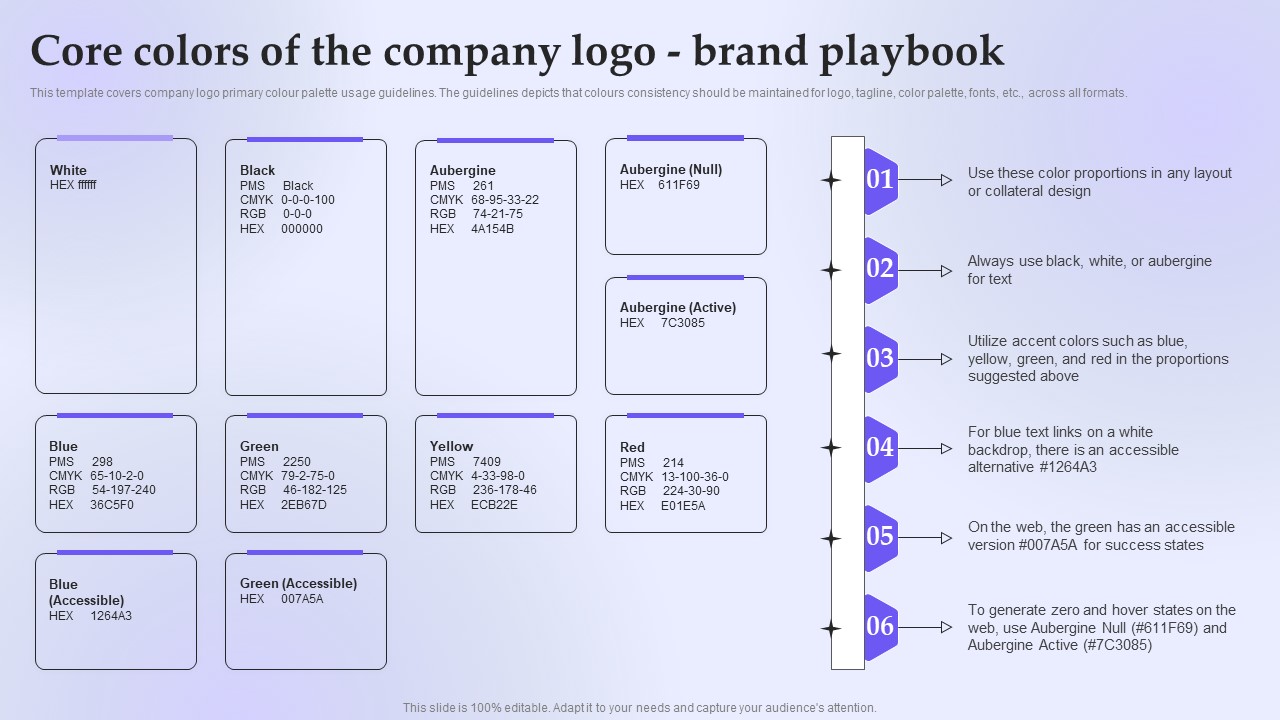 Core Colors Of The Company Logo Brand Playbook Designs PDF
