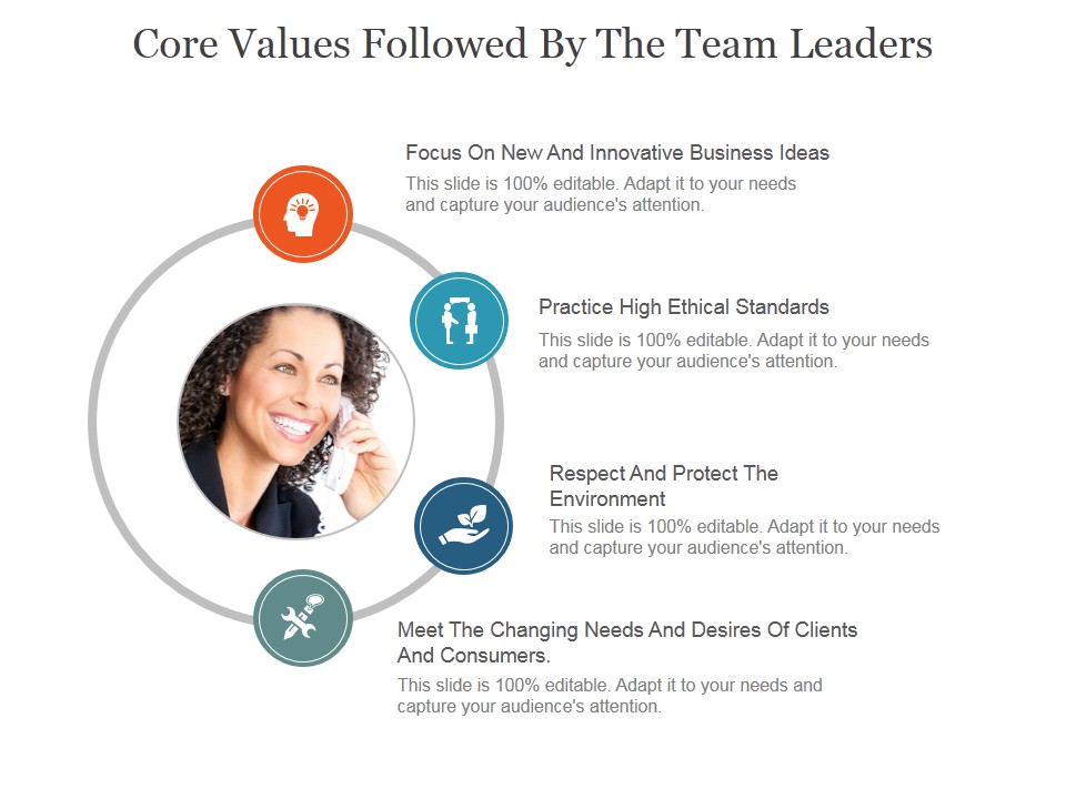 Core Values Followed By The Team Leaders Ppt PowerPoint Presentation Inspiration