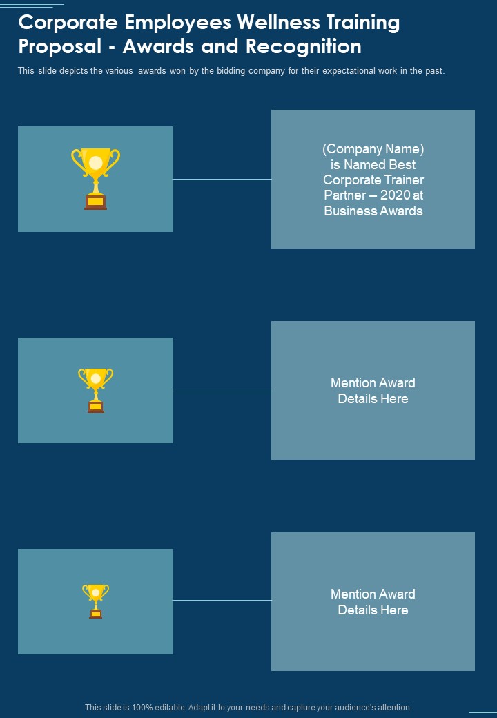 Corporate Employees Wellness Training Proposal Awards And Recognition One Pager Sample Example Document