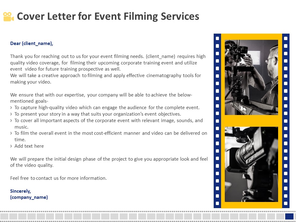 Corporate Event Filming Cover Letter For Event Filming Services Ppt Gallery Graphics Download PDF