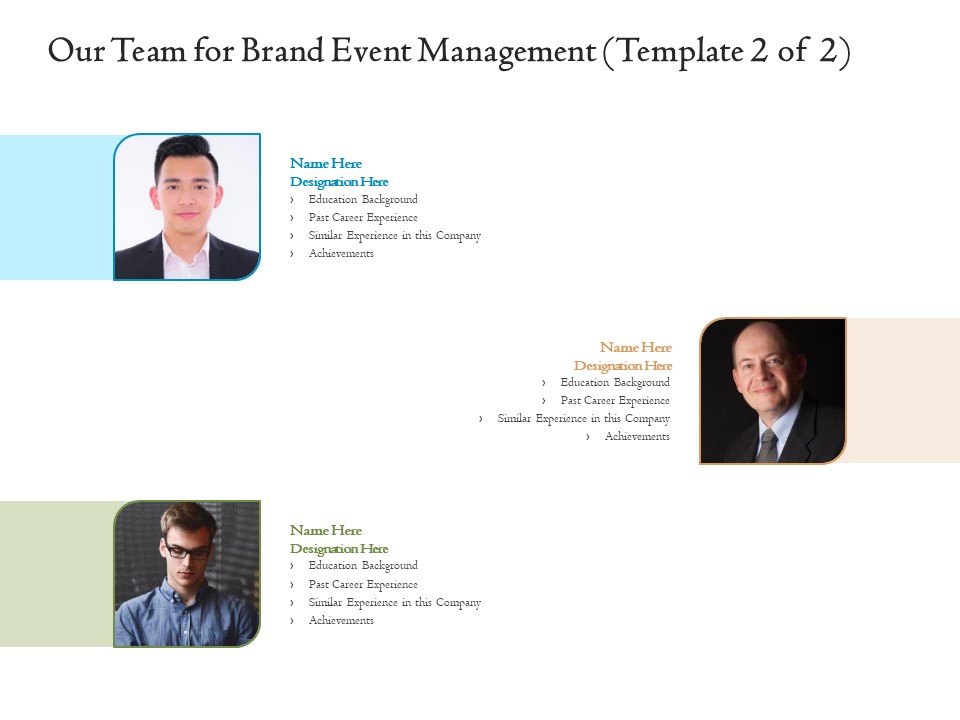 Corporate Event Planning Management Our Team For Brand Event Management Ppt Outline Portfolio PDF