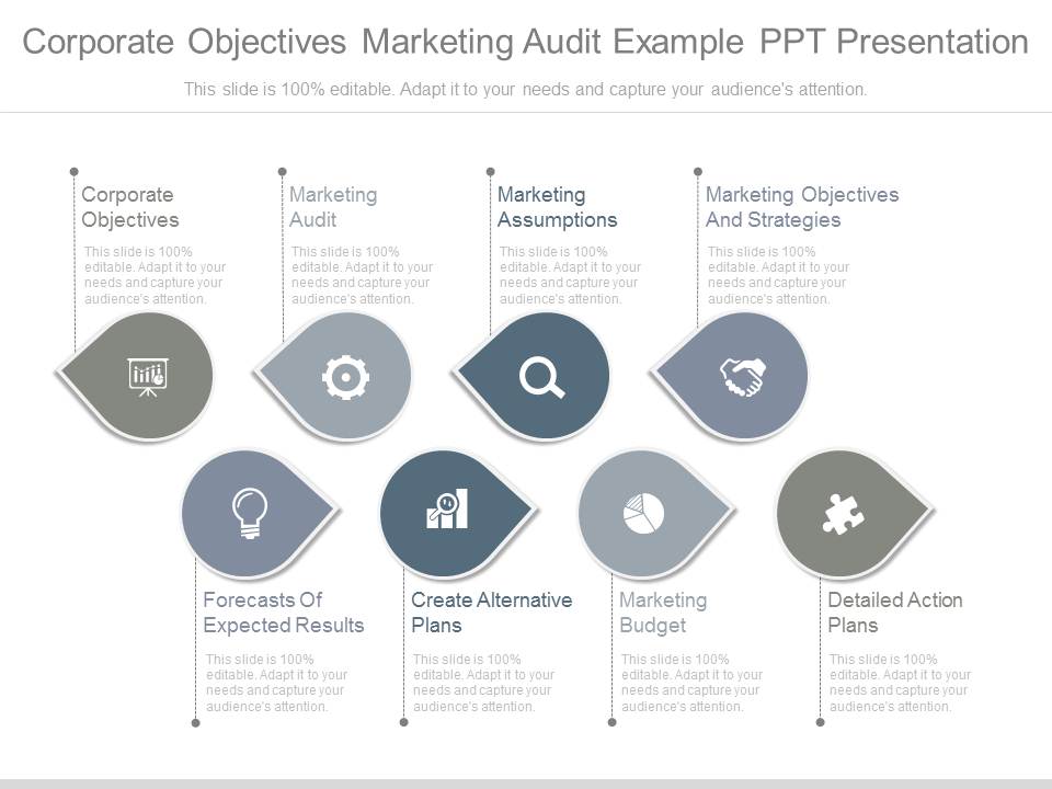 Corporate Objectives Marketing Audit Example Ppt Presentation