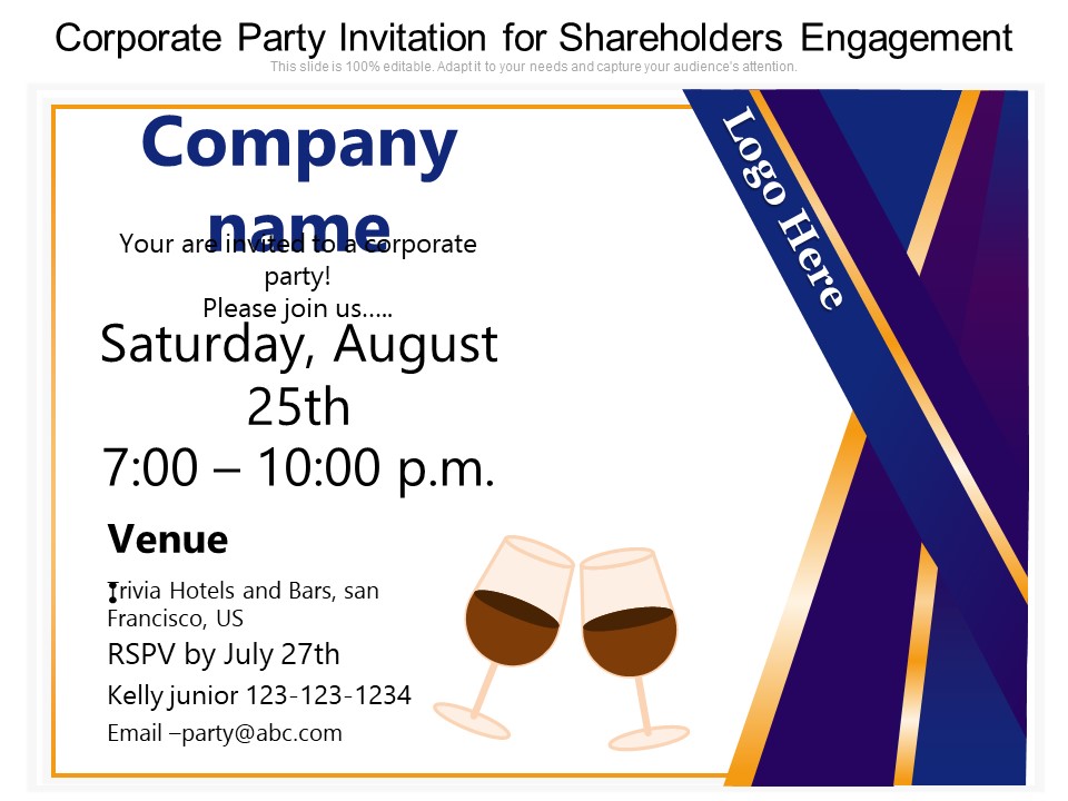 Corporate Party Invitation For Shareholders Engagement Ppt PowerPoint Presentation File Templates PDF