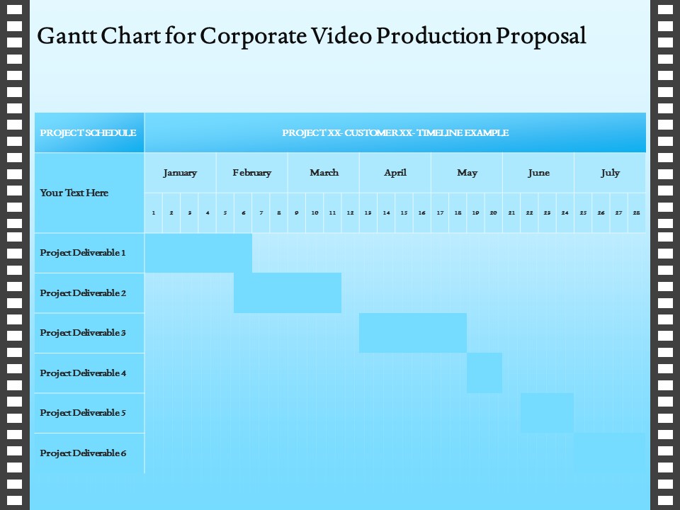 Corporate Video Gantt Chart For Corporate Video Production Proposal Ppt Gallery Outline PDF