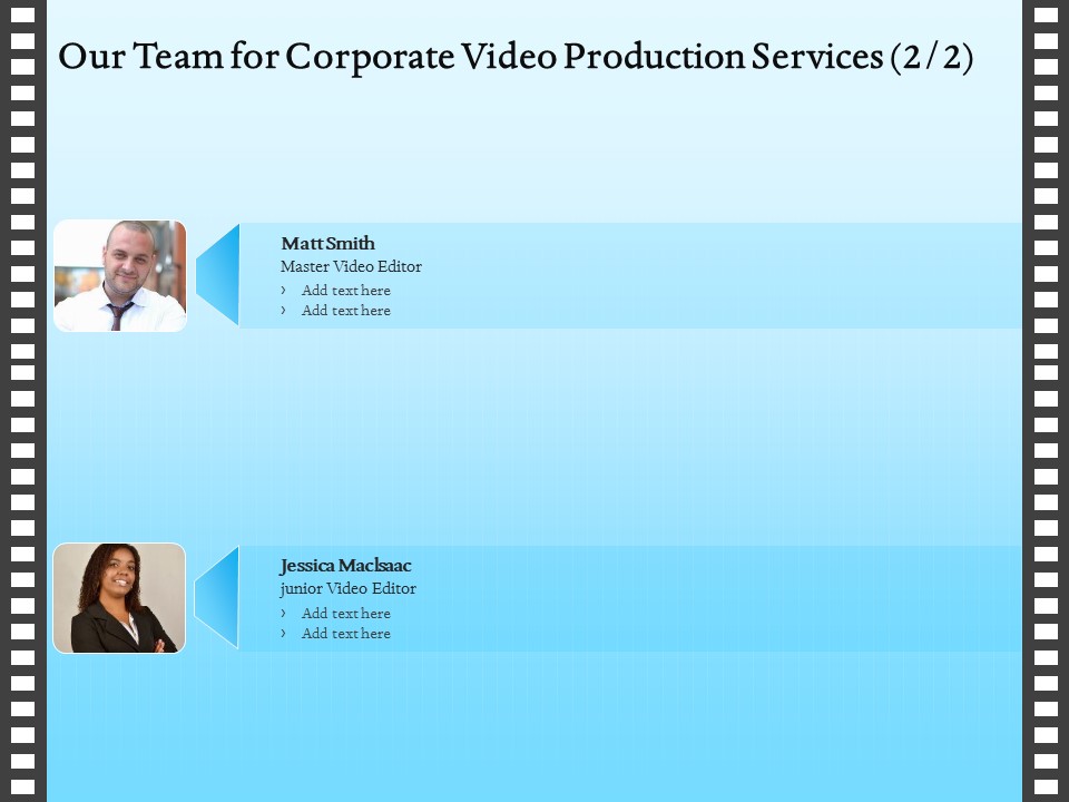 Corporate Video Our Team For Corporate Video Production Services Ppt Styles Visuals PDF