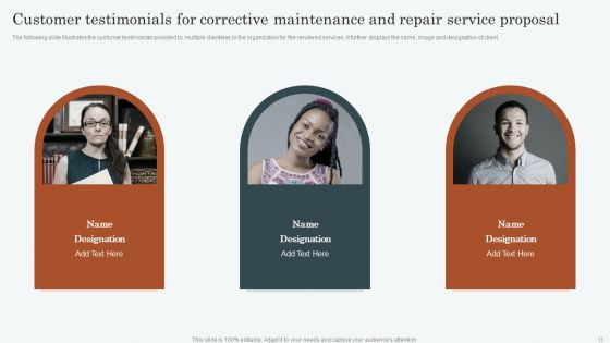 Corrective Maintenance And Repair Service Proposal Ppt PowerPoint Presentation Complete Deck With Slides