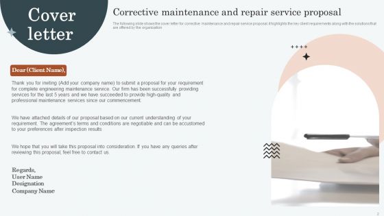 Corrective Maintenance And Repair Service Proposal Ppt PowerPoint Presentation Complete Deck With Slides