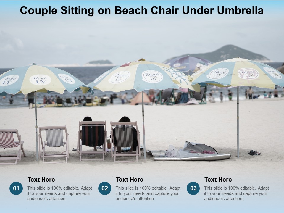 Couple Sitting On Beach Chair Under Umbrella Ppt PowerPoint Presentation Pictures Clipart Images