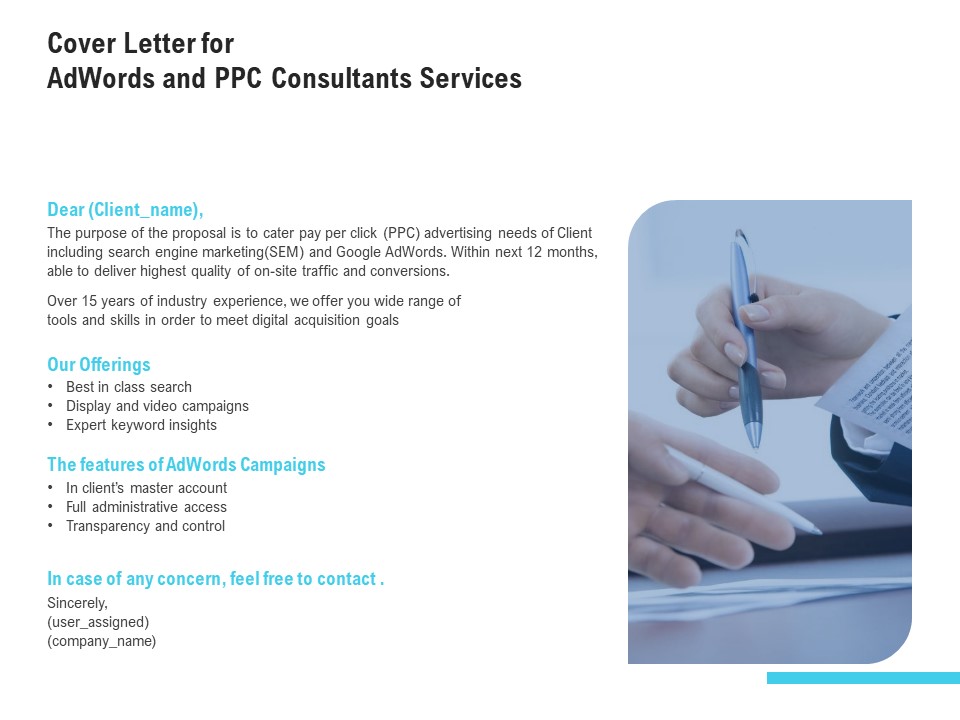 Cover Letter For Adwords And PPC Consultants Services Structure PDF